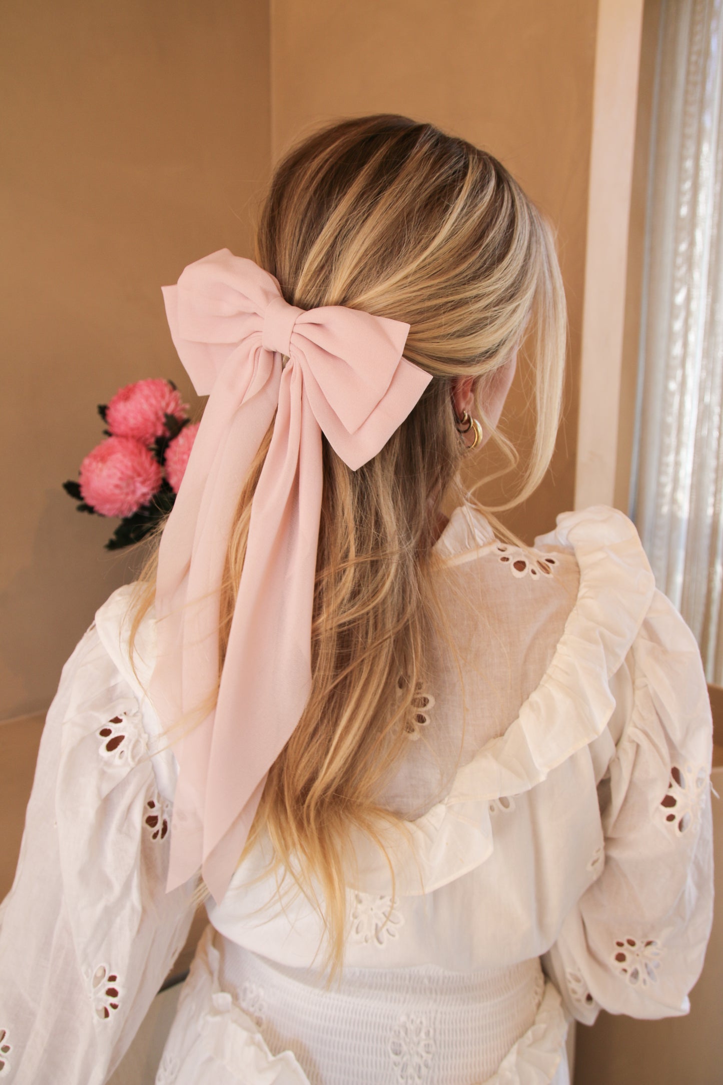 The Lou Baby Pink Sheer Bow Clip