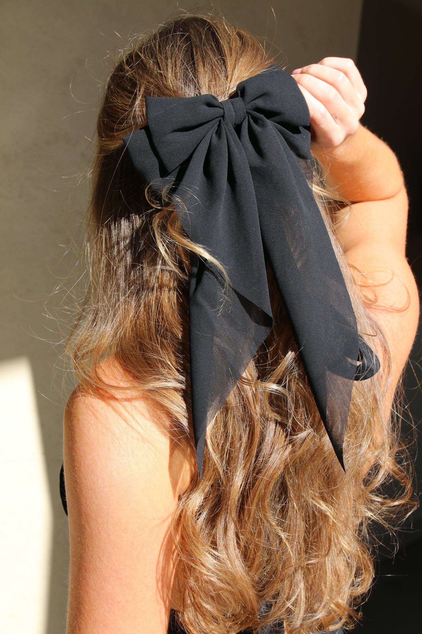 The Coco Sheer Black French Barrette Bow Clip