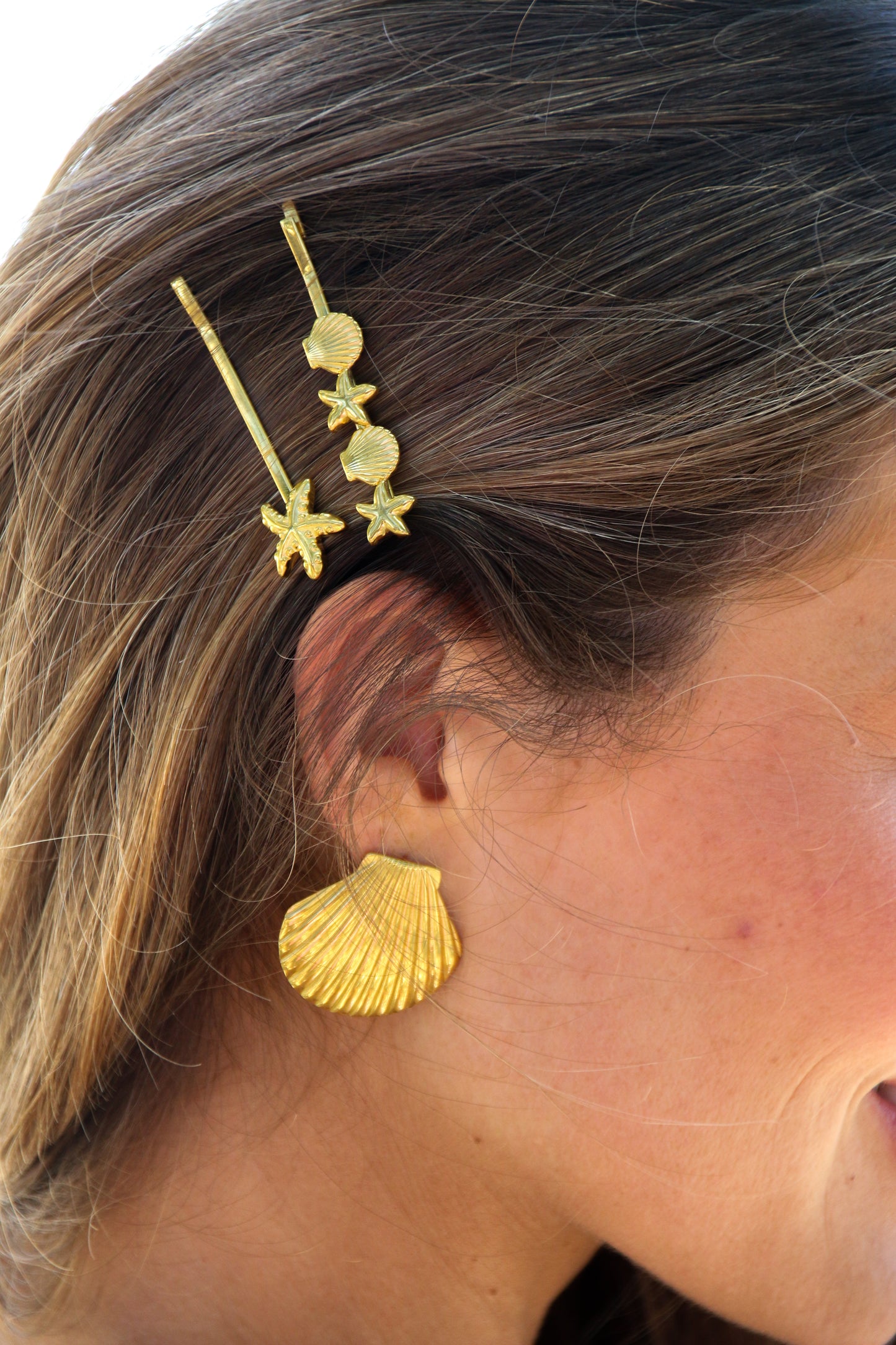 Sunlit Shell 18K Gold Plated Hair Pin
