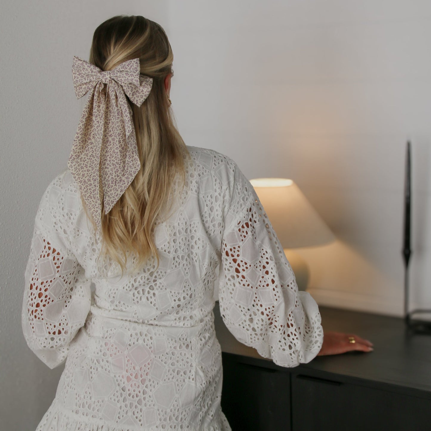 Purple & Cream Petals Bow