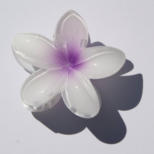 Frangipani Claw Clip Purple & White