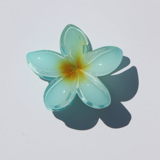 Frangipani Claw Clip Blue & Orange