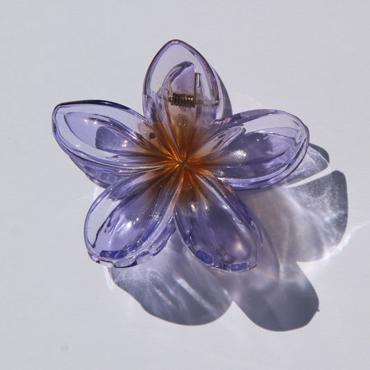 Frangipani Claw Clip Clear Purple & Orange