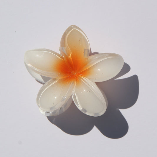 Frangipani Claw Clip Orange & White