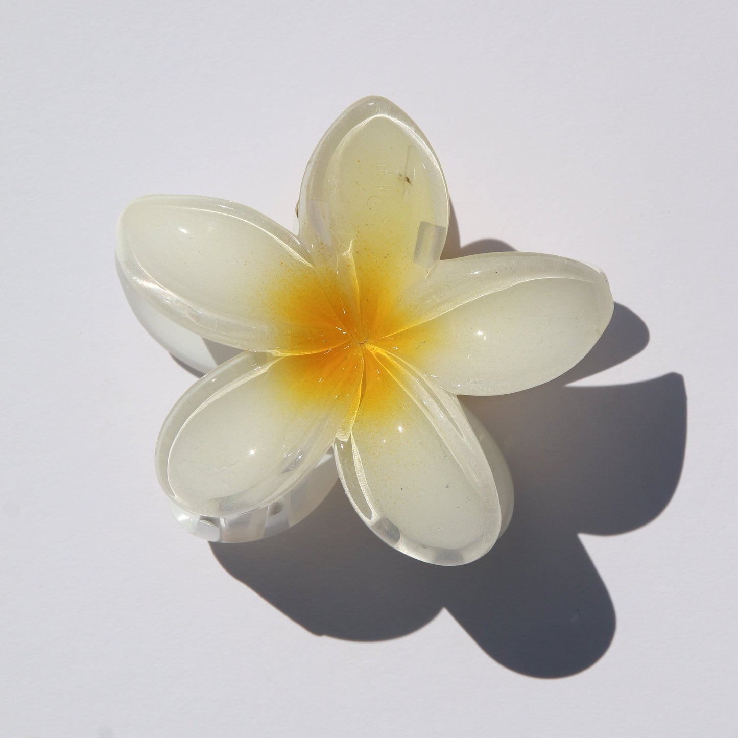 Frangipani Claw Clip Classic White & Yellow