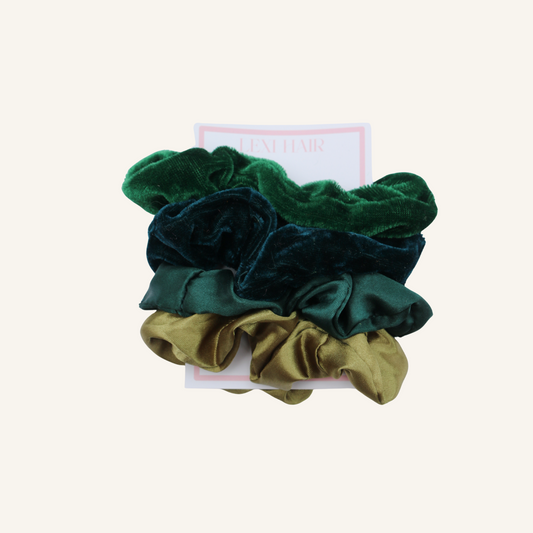 Dark Green Assorted Scrunchies 4 Pack 💚