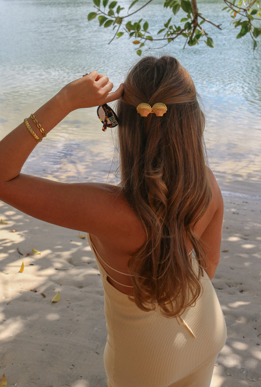 Seashell Luxe 18K Gold Double Shell Hair Clip