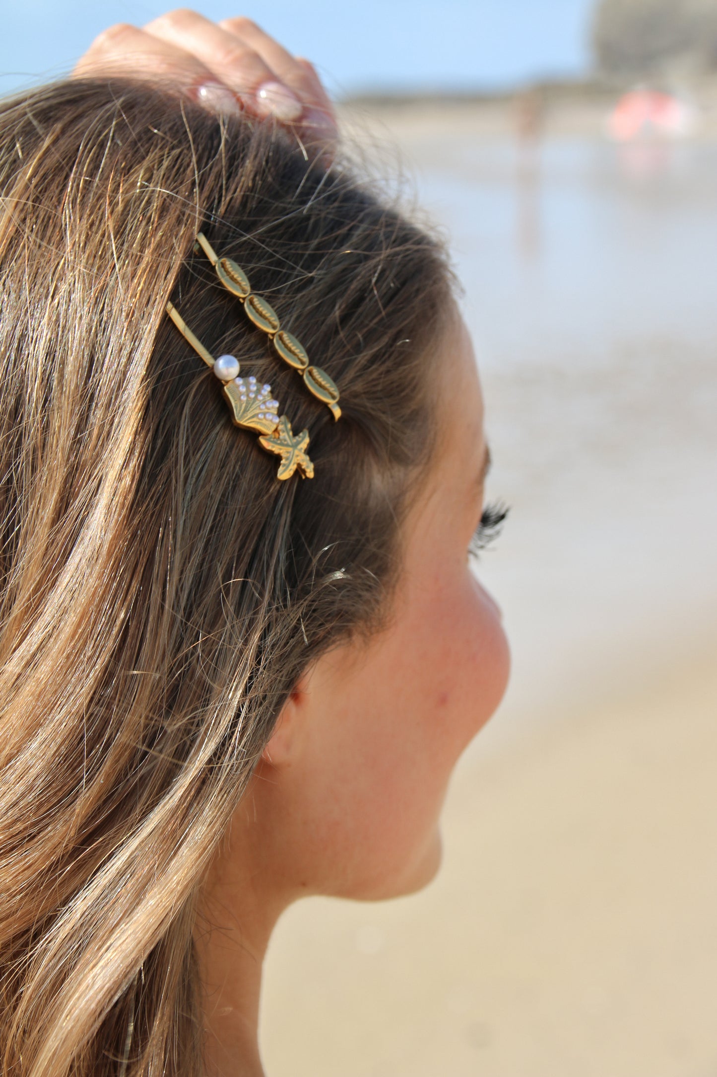 Sunlit Shell Pearl Starfish Hair Pin