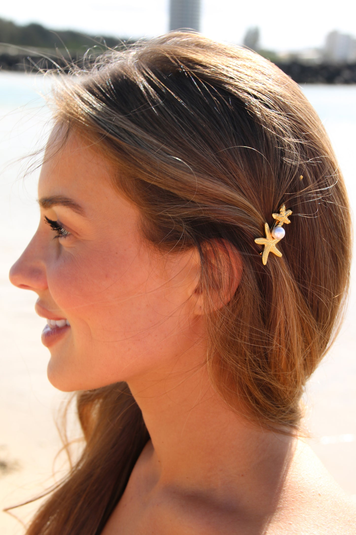 Shoreline Shine Pearl Starfish Hair Pin